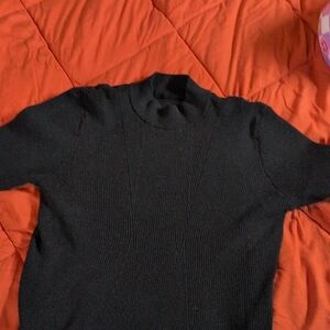 Men's Black Knit Mock-Neck Sweater